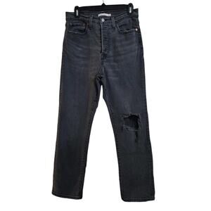 Levis Womens Jeans Black Size 30 Wedgie Straight Denim Stretch Cotton Distressed